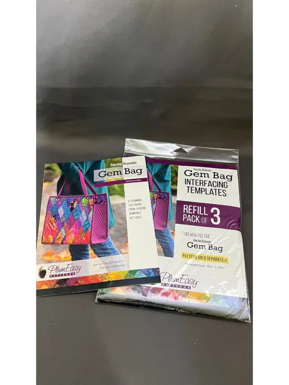 Dancing Diamonds Gem Bag Interfacing Templates 3-Pack PlumEasy